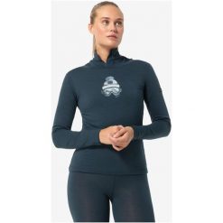Koszulka z długim rękawem damska SUPER.NATURAL W Gogeanie LS. Niebieskie koszulki damskie super.natural, s, bez wzorów, bez kołnierzyka, bez ramiączek. Za 279.99 zł.