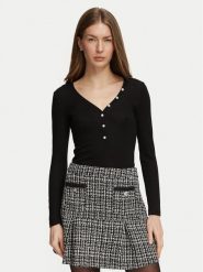 Guess Bluzka W6BP32 K6401 Czarny Regular Fit. Czarne bluzki damskie Guess, xl, z aplikacjami, bez kołnierzyka, bez ramiączek. Za 264.99 zł.