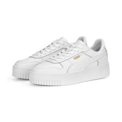 Sneakersy damskie Carina Street PUMA White Gold. Białe obuwie sportowe damskie Puma, z materiału, bez zapięcia, trekkingowe. Za 199.99 zł.