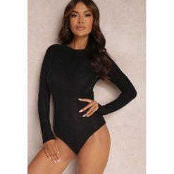 Czarne Body z Metaliczną Nitką Hacuihu. Czarne body i gorsety Renee, z aplikacjami, z dzianiny. Za 79.99 zł.