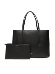 Calvin Klein Torebka Foil Logo Small Tote LV04F3275G Czarny. Czarne torebki klasyczne damskie Calvin Klein, ze skóry, bez dodatków. Za 479.99 zł.