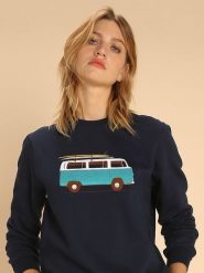 WOOOP Bluza "Blue Van" w kolorze granatowym rozmiar: XL. Niebieskie bluzy damskie Wooop, xl, bez wzorów, bez kaptura. Za 108.99 zł.