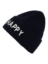 Zwillingsherz Wełniana czapka "Happy" w kolorze granatowym rozmiar: onesize. Niebieskie czapki damskie Zwillingsherz, bez wzorów, ze skóry. Za 149.31 zł.