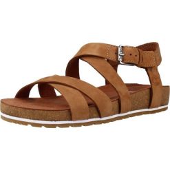 Sandały TIMBERLAND MALIBU WAVES ANKLE Brązowy. Brązowe sandały damskie Timberland, bez wzorów, z tkaniny, bez obcasa, bez zapięcia. W wyprzedaży za 349.35 zł.