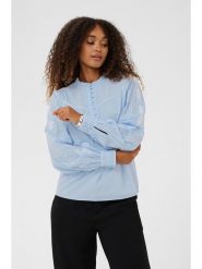 Kaffe Bluzka w kolorze błękitnym rozmiar: 36. Niebieskie bluzki damskie Kaffe, bez wzorów, z bawełny, bez kołnierzyka, bez ramiączek. Za 152.99 zł.