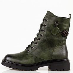 Zielone trapery damskie M.Daszyński 2508-4. Brązowe trapery damskie M.Daszyński, na jesień, z jeansu, bez zapięcia. Za 199.00 zł.