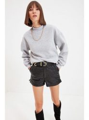 Trendyol Bluza w kolorze szarym rozmiar: L. Szare bluzy damskie Trendyol, l, bez wzorów, z bawełny, bez kaptura. Za 83.42 zł.