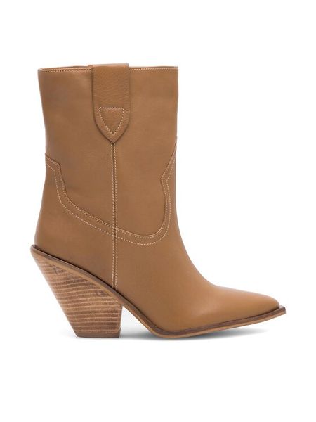 Badura Botki AMADORA-110436 Brązowy. Brązowe botki damskie Badura, ze skóry, bez obcasa, na słupku, bez zapięcia. Za 399.99 zł.