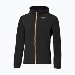 Kurtka do biegania damska Mizuno Alpha Jacket. Czarne kurtki damskie Mizuno, bez wzorów, bez kaptura. Za 249.99 zł.