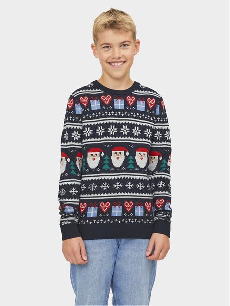 Jack & Jones Junior Sweter 12248144 Granatowy Regular Fit. Niebieskie swetry chłopięce Jack & Jones Junior, z syntetyku, bez kołnierzyka. Za 164.99 zł.