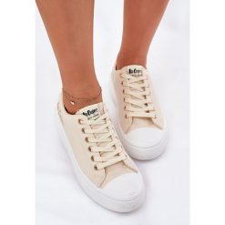 Trampki Damskie Na Platformie Lee Cooper LCW-24-44-2464L Beżowe beżowy. Brązowe trampki damskie bez wzorów, z materiału, bez zapięcia. Za 173.90 zł.