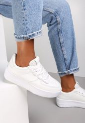 Białe Sneakersy Pibley. Białe obuwie sportowe damskie Renee, przed kostkę, bez zapięcia. Za 79.99 zł.