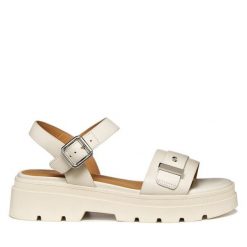 Sandały Geox. Białe sandały damskie Geox, bez wzorów, bez obcasa, na płaskiej podeszwie, bez zapięcia. Za 509.99 zł.