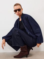 Jeansy straight wide leg z dżetami - niebieski. Niebieskie jeansy damskie Sinsay. Za 89.99 zł.