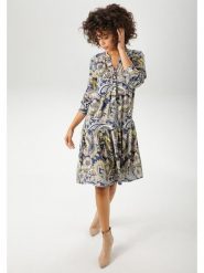 Aniston Sukienka w kolorze granatowo-żółtym rozmiar: 36. Niebieskie sukienki damskie Aniston, bez wzorów, z wiskozy, bez ramiączek. Za 73.93 zł.