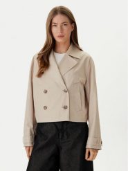 Calvin Klein Trencz LV044B541G Beżowy Regular Fit. Brązowe płaszcze damskie Calvin Klein, xs, bez wzorów, z bawełny, bez kaptura. Za 699.99 zł.