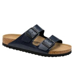 Klapki damskie Birkenstock Arizona BS Birko-flor. Niebieskie klapki damskie Birkenstock, bez wzorów, z materiału, bez obcasa, bez zapięcia. Za 287.00 zł.