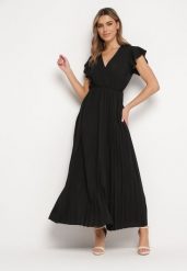 Czarna Sukienka Maxi Plisowana z Kopertową Górą Rozkloszowany Fason Anelea. Czarne sukienki damskie Born2be, bez wzorów, wizytowe, bez ramiączek. Za 69.99 zł.