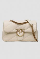 PINKO Biała torebka Love Puff Classic. Białe listonoszki damskie Pinko, bez wzorów, ze skóry, bez dodatków. W wyprzedaży za 1,389.99 zł.