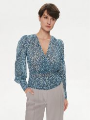 Morgan Bluzka 241-OLAGO.F Niebieski Regular Fit. Niebieskie bluzki damskie Morgan, bez wzorów, z syntetyku, bez kołnierzyka, bez ramiączek. Za 299.99 zł.