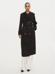 Elisabetta Franchi Płaszcz wełniany CP-57D-46E2 Czarny Regular Fit. Czarne płaszcze damskie Elisabetta Franchi, bez wzorów, z wełny, bez kaptura. Za 3,849.00 zł.