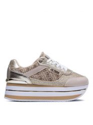 Guess Sneakersy Hansin2 FL5HNS FAL12 Złoty. Żółte obuwie sportowe damskie Guess, ze skóry, bez zapięcia. Za 279.99 zł.