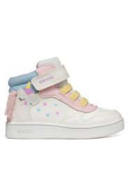 Geox Sneakersy B Eclyper Girl B665MB 0BCQ6 C0406 M Biały. Białe buty sportowe dziewczęce Geox, ze skóry, bez zapięcia. Za 209.99 zł.