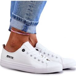 Damskie Niskie Skórzane Trampki Big Star KK274010 Białe. Białe trampki damskie bez wzorów, z gumy, bez zapięcia. Za 176.25 zł.