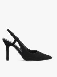 Czarne czółenka bez pięty na szpilce. Czarne czółenka damskie Ryłko, bez wzorów, z gumy, bez obcasa, na obcasie. Za 379.99 zł.