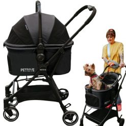 Wózek dla psa lub kota 3w1 S.RIDER czarny do 20 kg. Czarne spacerówki PETRIVE. Za 599.00 zł.