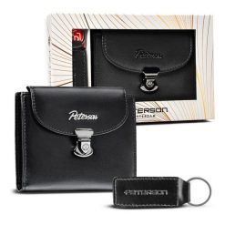 Zestaw prezentowy Peterson PTN SET-D-19-KCS czarny. Czarne portfele damskie Peterson, bez wzorów, ze skóry. Za 87.99 zł.