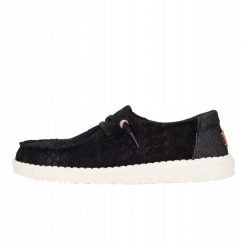 HEYDUDE Damskie Mokasyny Wendy Crochet Lace. Czarne mokasyny damskie Hey dude, z materiału, bez obcasa. Za 359.00 zł.