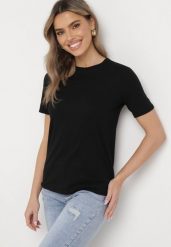 Czarny Klasyczny T-shirt Bawełniany z Krótkim Rękawem Ismerina. Czarne t-shirty damskie Born2be, l, bez wzorów, z bawełny, bez kołnierzyka. Za 29.99 zł.