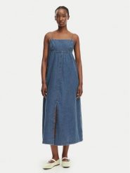 Tommy Jeans Sukienka jeansowa DW0DW22342 Niebieski Slim Fit. Niebieskie sukienki damskie Tommy Jeans, bez wzorów, z bawełny, bez ramiączek. Za 489.99 zł.
