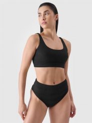4F Dół od bikini damski - czarny S. Czarne bikini 4F, bez wzorów, z elastanu. W wyprzedaży za 29.99 zł.