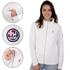 Bluza polarowa damska AULP SIMIX oddychająca. Białe bluzy damskie Aulp, bez wzorów, z materiału, bez kaptura. W wyprzedaży za 229.99 zł.