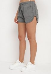 Ciemnoszare Dresowe Szorty z Bawełną High Waist Floratess. Szare szorty damskie Born2be, bez wzorów, z bawełny, z podwyższonym stanem. Za 29.99 zł.