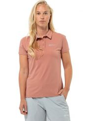 Jack Wolfskin Koszulka polo "Prelight Trail" w kolorze łososiowym rozmiar: XS. Pomarańczowe bluzki damskie Jack Wolfskin, xs, bez wzorów, bez kołnierzyka, bez ramiączek. Za 136.13 zł.