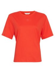 MOSS COPENHAGEN Koszulka w kolorze czerwonym rozmiar: L/XL. Czerwone bluzki damskie Moss Copenhagen, l, bez wzorów, z bawełny, bez kołnierzyka, bez ramiączek. Za 122.96 zł.