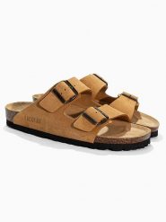 BACKSUN Klapki "Bali" w kolorze jasnobrązowym rozmiar: 40. Brązowe klapki damskie Backsun, bez wzorów, z materiału, z otwartym noskiem, bez obcasa, bez zapięcia. Za 130.99 zł.