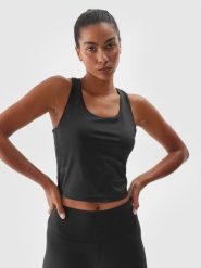 4F Top treningowy szybkoschnący damski - czarny XL. Czarne koszulki sportowe damskie 4F, xl, bez wzorów, z dzianiny, bez ramiączek, na fitness i siłownię. Za 99.99 zł.