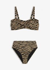 Bikini balkonetka z połyskującego materiału (komplet 2-cz.). Czarne bikini bonprix, bez wzorów. Za 99.99 zł.