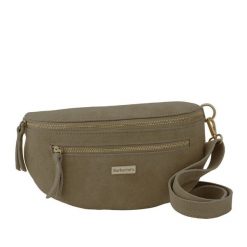 Zamszowa nerka damska Barberinis - Beżowa. Brązowe nerki i saszetki damskie Barberinis, bez wzorów, ze skóry. Za 128.99 zł.