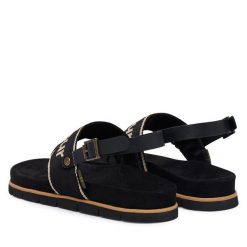 Sandały Barbour. Czarne sandały damskie Barbour, bez wzorów, bez obcasa, na płaskiej podeszwie, bez zapięcia. Za 659.99 zł.