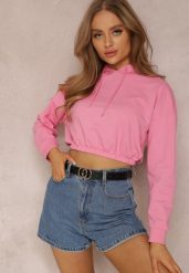 Różowa Bluza Pyrhano. Czerwone bluzy damskie Renee, l, bez wzorów, z jeansu. Za 34.99 zł.