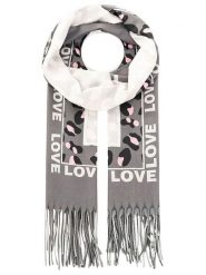 Zwillingsherz Szal "Leo Love & Hearts" w kolorze szaro-kremowym - 180 x 70 cm rozmiar: onesize. Szare szaliki damskie Zwillingsherz, bez wzorów, z materiału. Za 118.84 zł.