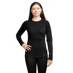 Koszulka trekkingowa damska Smartwool Classic All-Season Merino Base Layer LS. Czarne bluzki damskie Smartwool, bez wzorów, bez kołnierzyka, bez ramiączek. Za 270.99 zł.