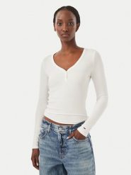 Tommy Jeans Bluzka DW0DW23259 Biały Slim Fit. Białe bluzki damskie Tommy Jeans, s, bez wzorów, z jeansu, bez kołnierzyka, bez ramiączek. Za 189.99 zł.