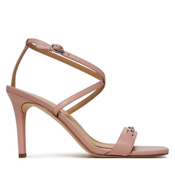 Sandały MICHAEL Michael Kors. Czerwone sandały damskie MICHAEL Michael Kors, bez wzorów, ze lnu, bez obcasa, na szpilce, bez zapięcia. Za 509.99 zł.