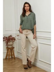 Fleur de Lin Bluzka "Msof" w kolorze khaki rozmiar: XL. Brązowe bluzki damskie Fleur de Lin, xl, bez wzorów, bez kołnierzyka, bez ramiączek. Za 91.77 zł.